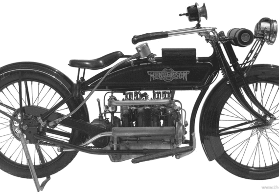 Henderson Model G motorcycle (1917) - drawings, dimensions, pictures