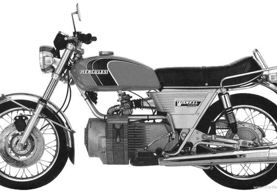 Мотоцикл Hercules W2000 (1974) - чертежи, габариты, рисунки
