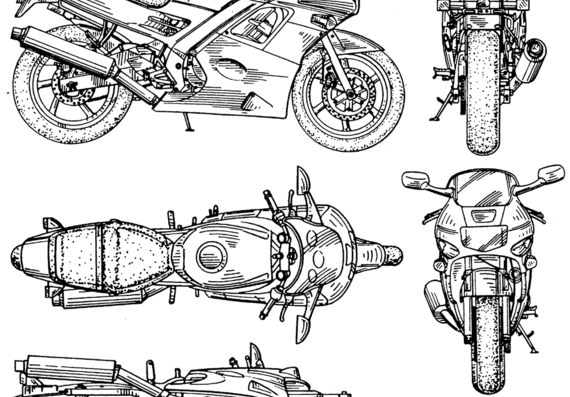 Мотоцикл Honda 02 - чертежи, габариты, рисунки