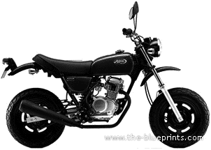 Мотоцикл Honda Ape 50 (2007) - чертежи, габариты, рисунки