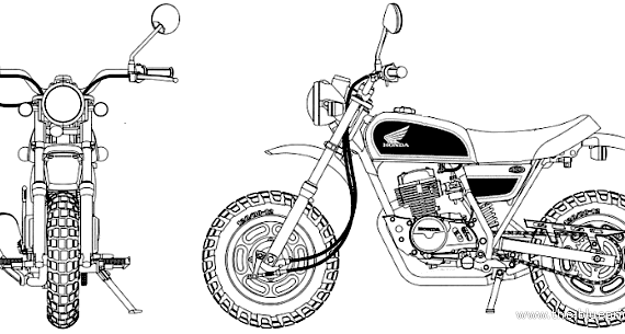 Мотоцикл Honda Ape 50 Deluxe (2001) - чертежи, габариты, рисунки