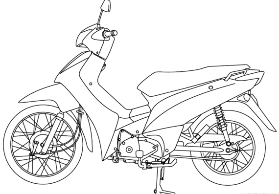 Мотоцикл Honda BIZ 125 EX (2014) - чертежи, габариты, рисунки