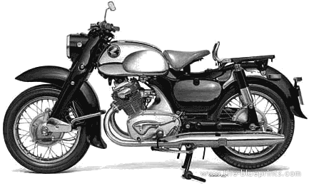 Мотоцикл Honda C70 Dream (1957) - чертежи, габариты, рисунки