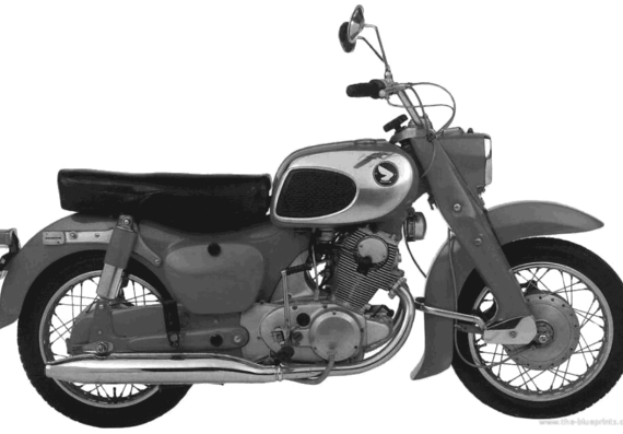 Мотоцикл Honda CA72 Dream (1967) - чертежи, габариты, рисунки