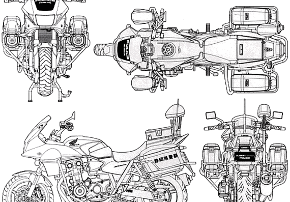 Мотоцикл Honda CB1300P - чертежи, габариты, рисунки