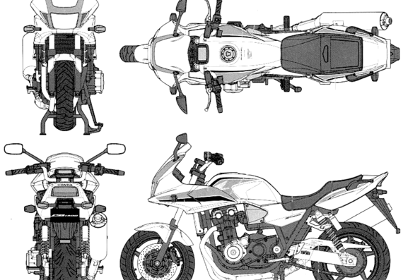 Мотоцикл Honda CB1300 Super Bol D'Or - чертежи, габариты, рисунки