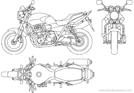 Мотоцикл Honda CB1300 Super Four (2007) - чертежи, габариты, рисунки