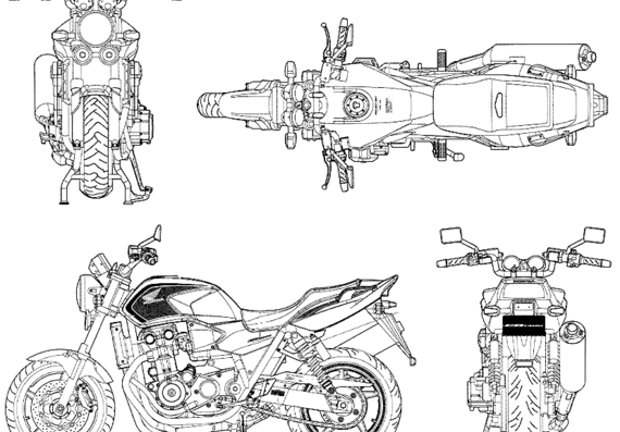 Мотоцикл Honda CB1300 Super Four (2010) - чертежи, габариты, рисунки