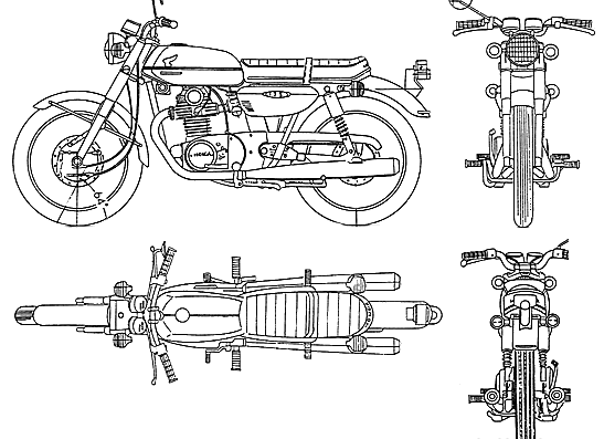 Мотоцикл Honda CB135 (1970) - чертежи, габариты, рисунки
