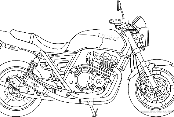 Мотоцикл Honda CB400 Super Four - чертежи, габариты, рисунки