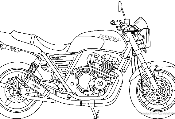 Мотоцикл Honda CB400 Super Four Moriwaki - чертежи, габариты, рисунки