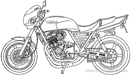 Мотоцикл Honda CB400 Super Four Version R Custom - чертежи, габариты, рисунки