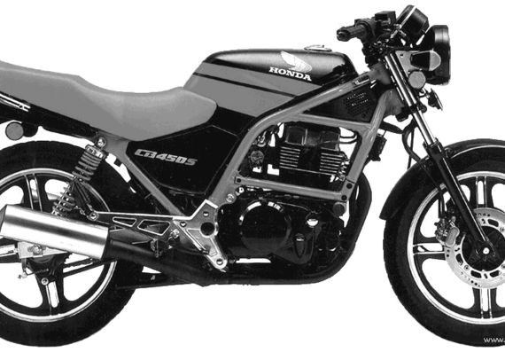 Мотоцикл Honda CB450S (1987) - чертежи, габариты, рисунки