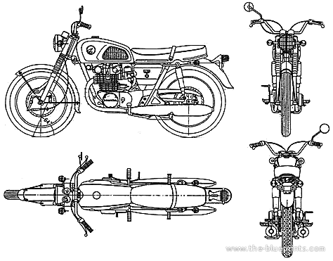 Мотоцикл Honda CB450 (1986) - чертежи, габариты, рисунки