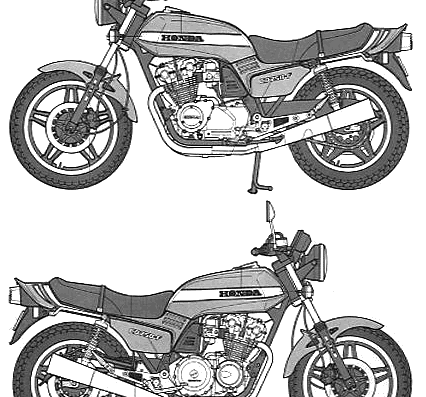 Honda CB750F motorcycle - drawings, dimensions, figures