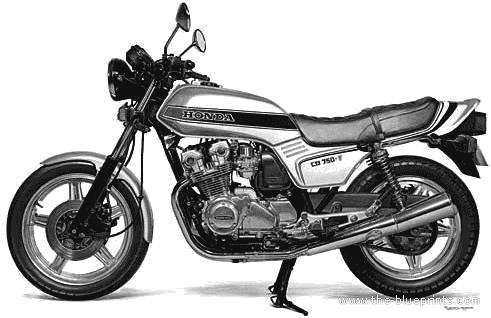 Мотоцикл Honda CB750F (1979) - чертежи, габариты, рисунки