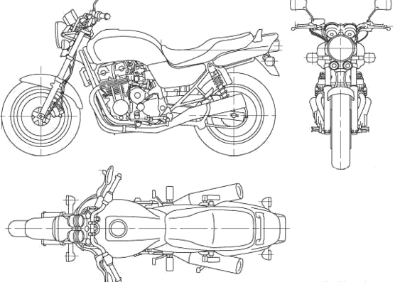 Мотоцикл Honda CB750 (2006) - чертежи, габариты, рисунки