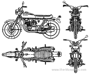 Мотоцикл Honda CB750 Four (1969) - чертежи, габариты, рисунки