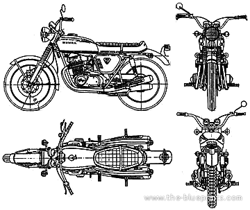 Мотоцикл Honda CB750 Four (1970) - чертежи, габариты, рисунки