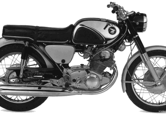 Мотоцикл Honda CB77 (1966) - чертежи, габариты, рисунки