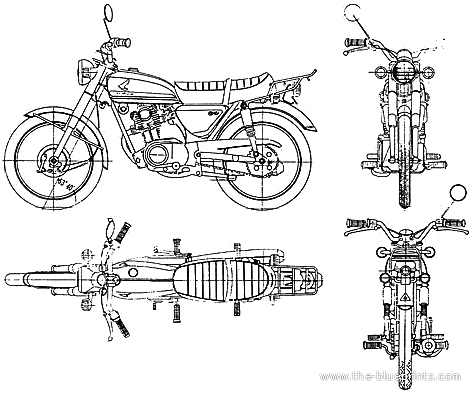Мотоцикл Honda CB90 (1970) - чертежи, габариты, рисунки