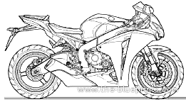 Мотоцикл Honda CBR1000RR (2009) - чертежи, габариты, рисунки