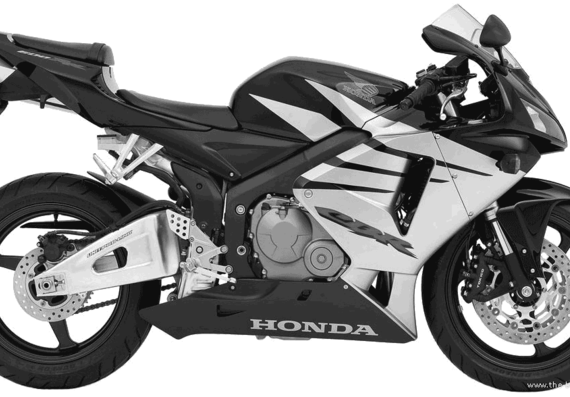 Honda CBR600RR motorcycle (2005) - drawings, dimensions, figures