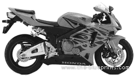Honda CBR600RR motorcycle (2006) - drawings, dimensions, figures