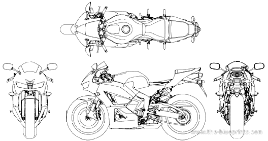 Мотоцикл Honda CBR 600 RR (2013) - чертежи, габариты, рисунки