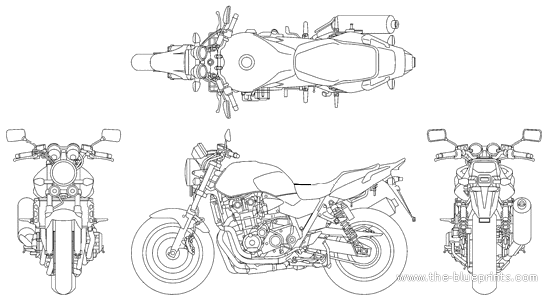 Мотоцикл Honda CB 1300 Super Four (2013) - чертежи, габариты, рисунки