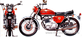 Мотоцикл Honda CB 750 Four - чертежи, габариты, рисунки