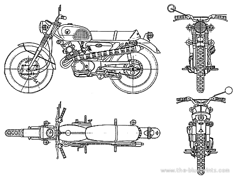 Мотоцикл Honda CL125 (1969) - чертежи, габариты, рисунки
