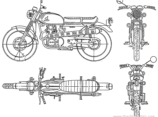 Мотоцикл Honda CL135 (1970) - чертежи, габариты, рисунки