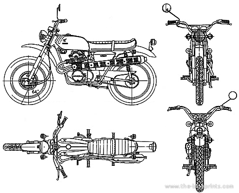 Мотоцикл Honda CL175 (1970) - чертежи, габариты, рисунки