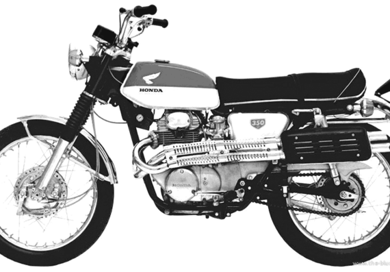 Мотоцикл Honda CL350 Scrambler (1968) - чертежи, габариты, рисунки