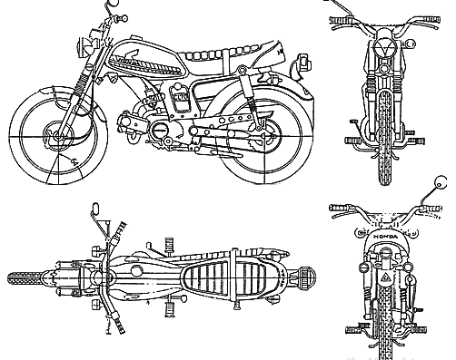 Мотоцикл Honda CL70 (1970) - чертежи, габариты, рисунки