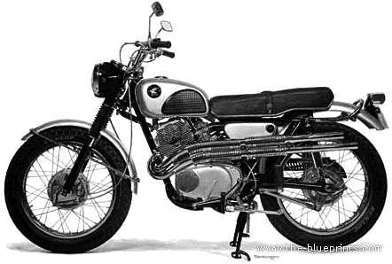 Мотоцикл Honda CL72 Dream Scrambler (1962) - чертежи, габариты, рисунки