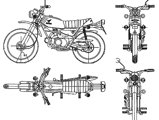 Мотоцикл Honda CL90 (1969) - чертежи, габариты, рисунки
