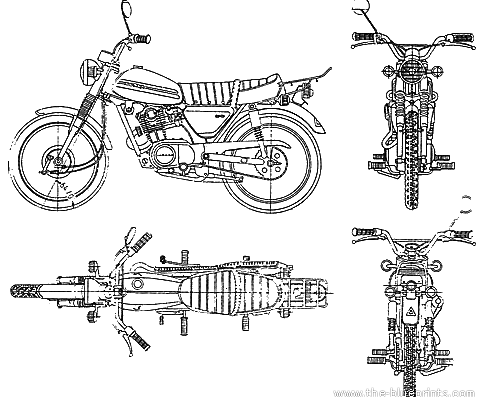 Мотоцикл Honda CL90 (1970) - чертежи, габариты, рисунки