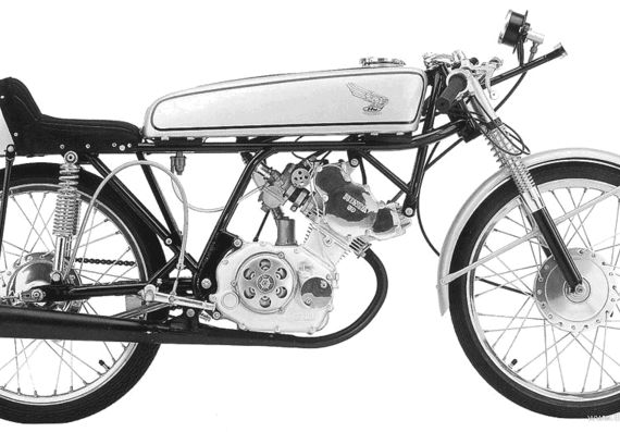 Мотоцикл Honda CR110 (1962) - чертежи, габариты, рисунки