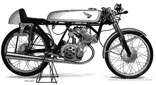 Мотоцикл Honda CR110 Cub Racing (1962) - чертежи, габариты, рисунки