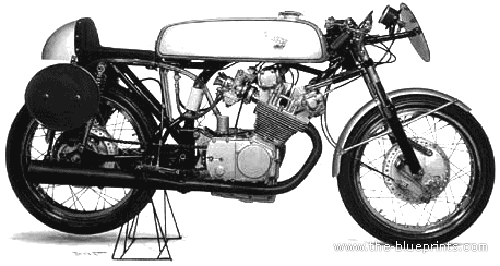Мотоцикл Honda CR72 Dream Racing (1962) - чертежи, габариты, рисунки