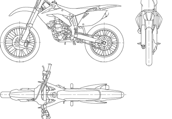 Мотоцикл Honda CRF450R (2006) - чертежи, габариты, рисунки