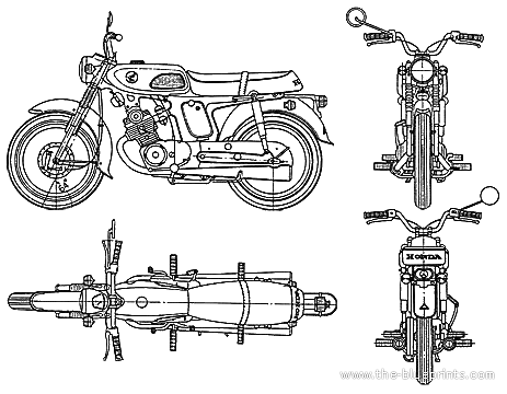 Мотоцикл Honda CS125 (1969) - чертежи, габариты, рисунки