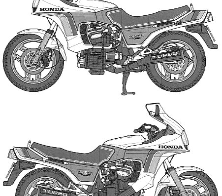 Мотоцикл Honda CX500 Turbo (1981) - чертежи, габариты, рисунки
