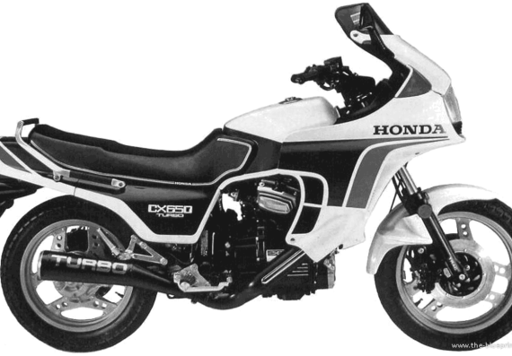 Мотоцикл Honda CX650 Turbo (1983) - чертежи, габариты, рисунки
