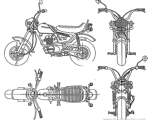 Мотоцикл Honda CY50 (1973) - чертежи, габариты, рисунки