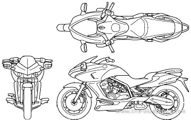 Honda DN-01 motorcycle (2008) - drawings, dimensions, figures
