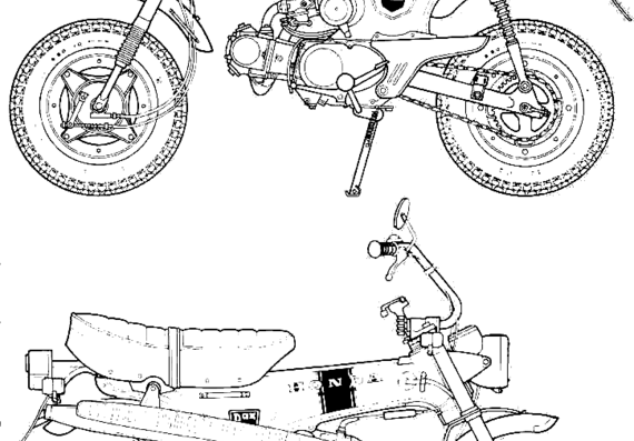 Мотоцикл Honda Dax ST70 - чертежи, габариты, рисунки
