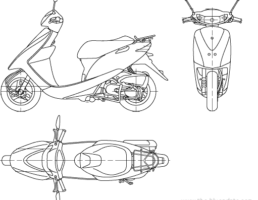 Мотоцикл Honda Dio (2006) - чертежи, габариты, рисунки